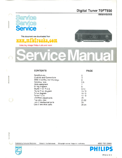 Philips Service Manual 70FT930  Philips Audio 70FT930 Service_Manual_70FT930.pdf