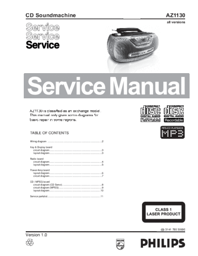 Philips hfe philips az1130 service en  Philips Audio AZ1130 hfe_philips_az1130_service_en.pdf