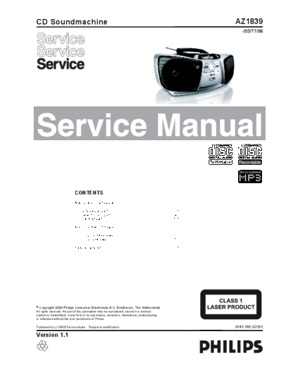 Philips Philips AZ 1839 Service  Philips Audio AZ1839 Philips AZ 1839 Service.pdf