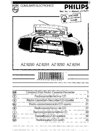 Philips philips az-8290 8291 8393 8394 cd stereo radio recorder usr sm  Philips Audio AZ8393 philips_az-8290_8291_8393_8394_cd_stereo_radio_recorder_usr_sm.pdf