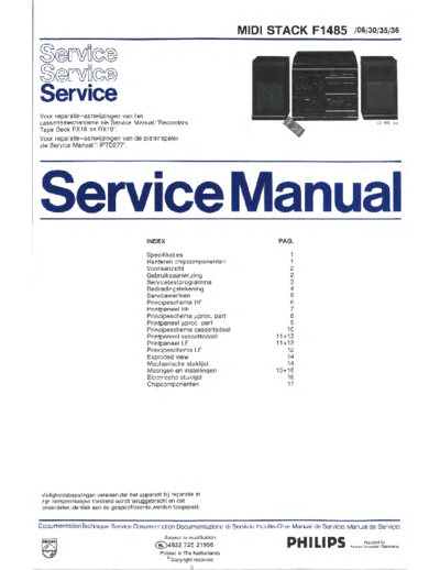 Philips Philips-F-1485-Service-Manual  Philips Audio F1485 Philips-F-1485-Service-Manual.pdf