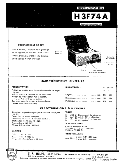 Philips h3f 74 a  Philips Audio H3F74A h3f 74 a.pdf