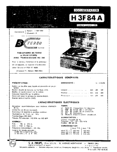 Philips h3f 84 a  Philips Audio H3F84A h3f 84 a.pdf