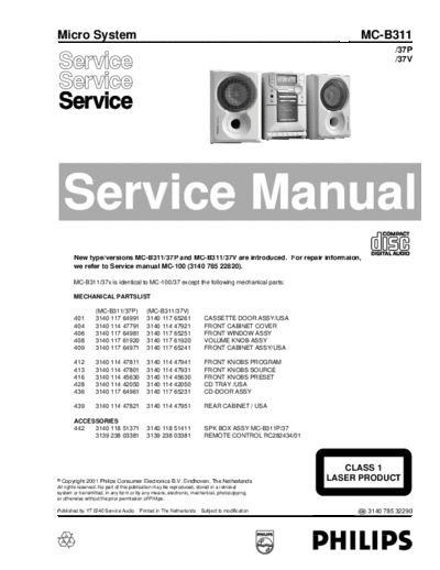 Philips service  Philips Audio MC-B311 service.pdf