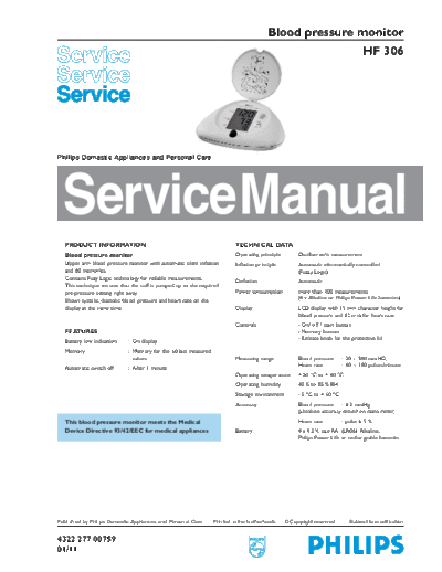 Philips HF306 SM 4573802683  Philips Blood pressure monitor HF306 HF306_SM_4573802683.pdf