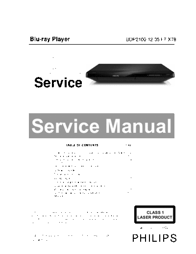 Philips service  Philips Blue Ray Player BDP2100 service.pdf