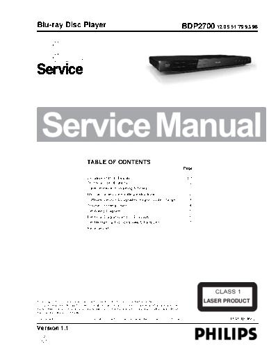 Philips BDP270005 SB-EX-SI 1293015876  Philips Blue Ray Player BDP2700 BDP270005_SB-EX-SI_1293015876.pdf