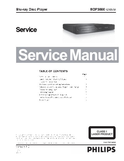 Philips philips bdp 3000 sm  Philips Blue Ray Player BDP3000 philips_bdp_3000_sm.pdf
