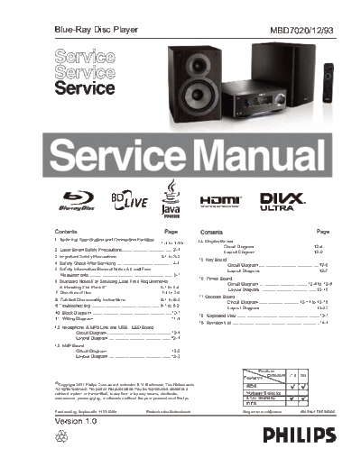 Philips service  Philips Blue Ray Player MBD7020 service.pdf