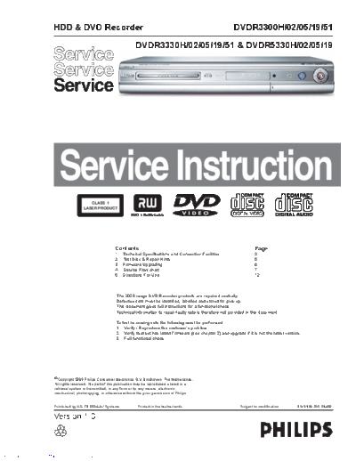 Philips dvdr3300h  Philips CD DVD DVDR3300H DVDR3330H DVDR5330H dvdr3300h.pdf