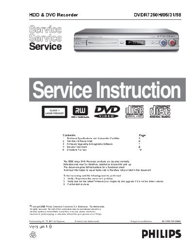 Philips service  Philips CD DVD DVDR7250 service.pdf