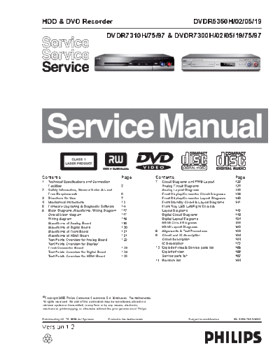 Philips DVDR5350H05 SB-KL-EX-SI 1216804463  Philips CD DVD DVDR7310 DVDR5350H05_SB-KL-EX-SI_1216804463.pdf