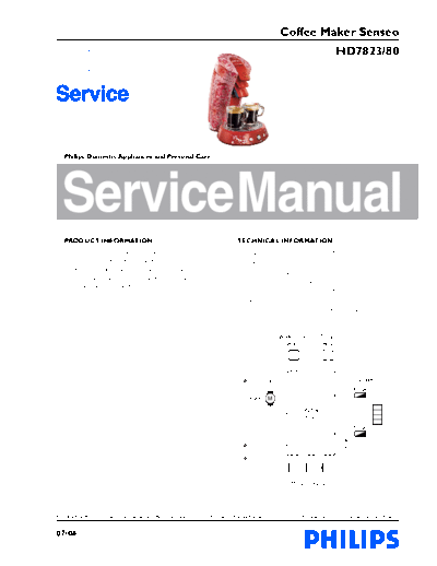 Philips HD 782380 Service Manual HD782380 Rode Tord Boontje New Generation  Philips Coffee Maker HD7823-80 PHILIPS HD 782380 Service Manual HD782380 Rode Tord Boontje New Generation .pdf