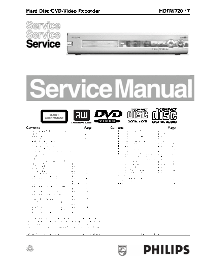 Philips -HDRW720-17dvd video recorder DVD Service Manual,Circuit diagram,User