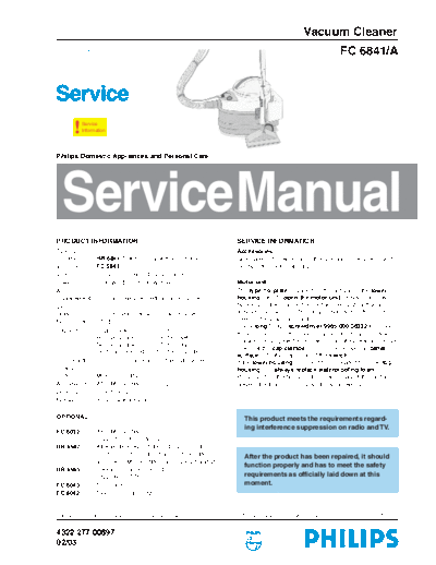 Philips FC6841A SM 4565177412  Philips Household FC 6841A FC6841A_SM_4565177412.pdf
