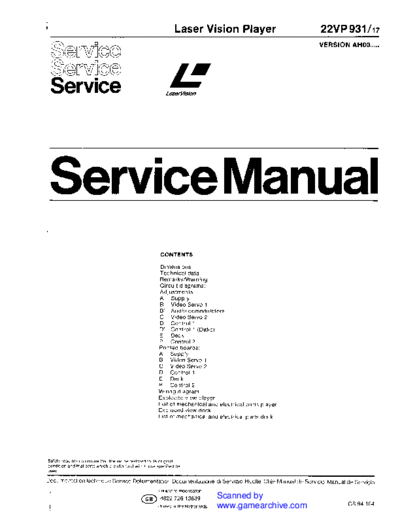 Philips Laserdisc Players - Phillips LVP 22VP931 Service Manual  Philips Laser Disc 22VP931 Laserdisc Players - Phillips LVP 22VP931 Service Manual.pdf