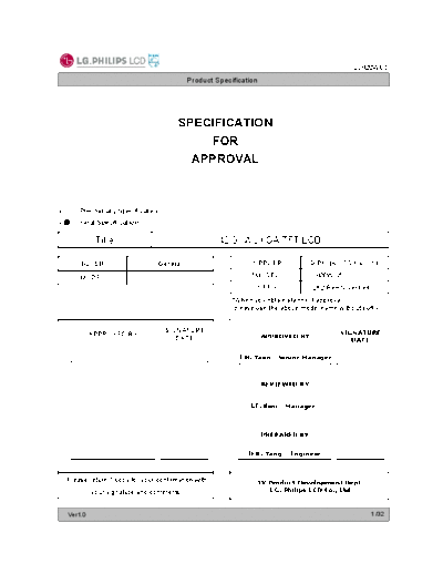 Philips LC420WU5-SLA2 CAS General Ver1 0 071105  Philips LCD TV 42PFL7662D chassis LC7.2E la LC420WU5-SLA2_CAS_General_Ver1 0_071105.pdf