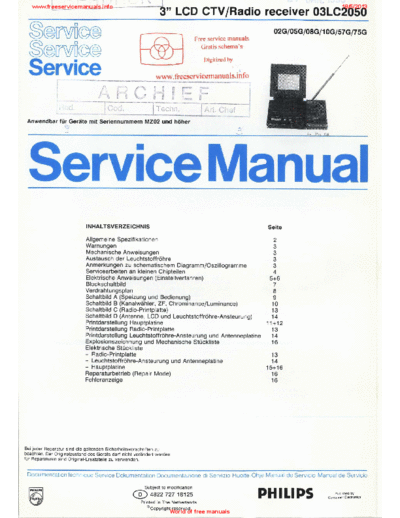 Philips 03lc2050  Philips LCD TV  (and TPV schematics) 03LC2050 03lc2050.pdf