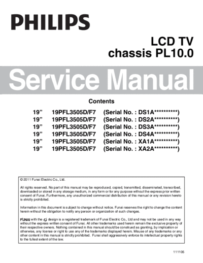 Philips 19pfl3505d chassis pl10.0 service manual  Philips LCD TV  (and TPV schematics) 19PFL3505D CHASSIS PL10.0 philips_19pfl3505d_chassis_pl10.0_service_manual.pdf