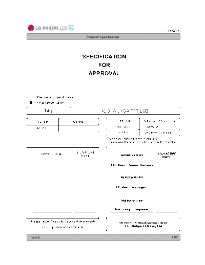 Philips LC420WU5-SLA2 CAS General Ver1 0 071105  Philips LCD TV  (and TPV schematics) 42PFL7662D chassis LC7.2E la LC420WU5-SLA2_CAS_General_Ver1 0_071105.pdf