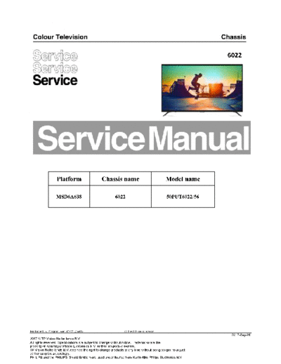 Philips 50PUT6022  Philips LCD TV  (and TPV schematics) 6022 chassis 50PUT6022.pdf