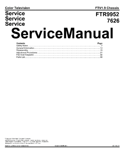 Philips FTR9952 ET-SB-SI 1188980970  Philips LCD TV  (and TPV schematics) FTR9952-FTV1.9 chassis FTR9952_ET-SB-SI_1188980970.pdf