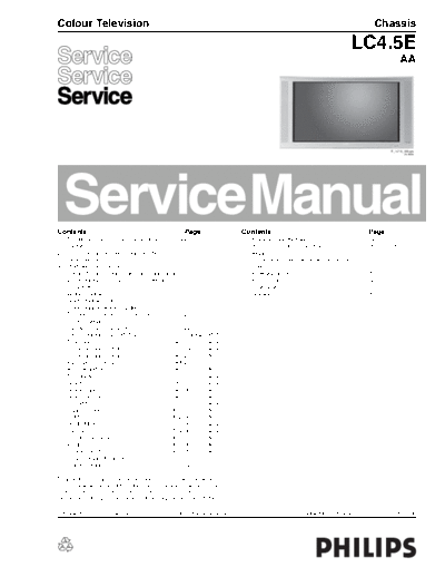 Philips LCD tv LC4.5E AA  Philips LCD TV  (and TPV schematics) LC4.5E aa Philips_LCD_tv_LC4.5E_AA.pdf