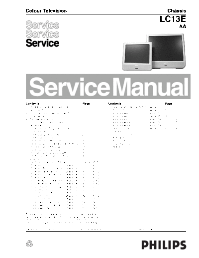Philips philips tv ch lc13e aa service manual  Philips LCD TV  (and TPV schematics) LC13E aa Chassis philips_tv_ch_lc13e_aa_service_manual.pdf