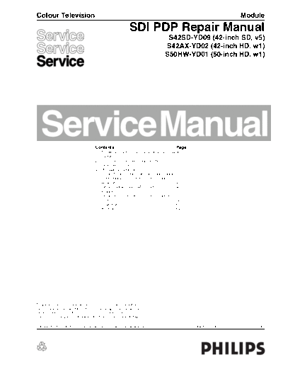 Philips SDI PDP 16380  Philips LCD TV  (and TPV schematics) SDI-PDP Repair Manual SDI PDP 16380.pdf