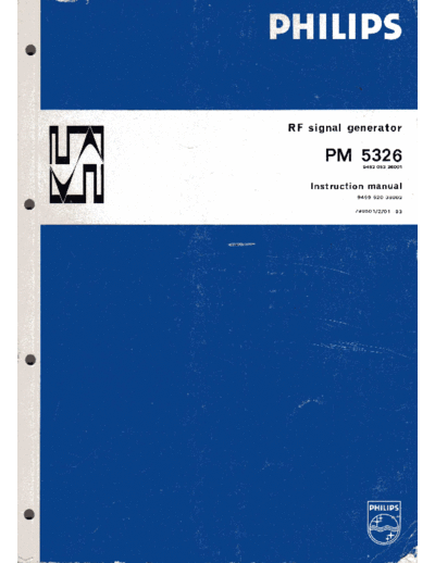 Philips Philips PM5326 RF Generator Service Manual  Philips Meetapp PM5326 Philips_PM5326_RF_Generator_Service_Manual.pdf