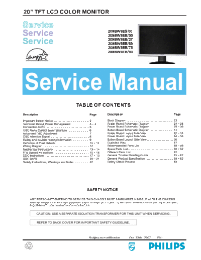 Philips Philips 200BW8ES  Philips Monitor 200BW8ES Philips 200BW8ES.pdf