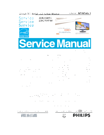 Philips 220C1SB00 SB-KL-EX-SI 1352898080  Philips Monitor 220C1SB00  chassis Meridian 1 220C1SB00_SB-KL-EX-SI_1352898080.pdf