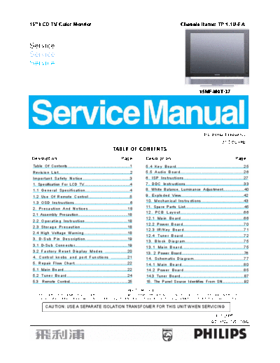 Philips philips 15mf400t chassis tp1.1uea ver2 lcd monitor  Philips Monitor TP1.1UEA chassis philips_15mf400t_chassis_tp1.1uea_ver2_lcd_monitor.pdf