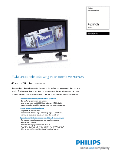 Philips bds4241r 00 pss nldnl  Philips Plasma BDS4241R00 bds4241r_00_pss_nldnl.pdf