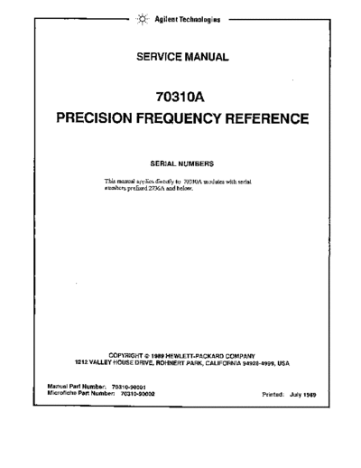 Agilent HP 70310A - Service  Agilent HP 71209A Series System Folder HP 70310A - Service.pdf