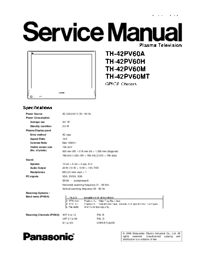 panasonic Panasonic TH-42PV60H TH-42PV60MT TH-42PV60M TH-42PV60A [SM]  panasonic Training Manuals Panasonic TH-42PV60H TH-42PV60MT TH-42PV60M TH-42PV60A [SM].rar