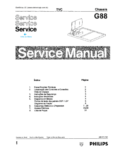 Philips TV PHILIPS  CHASSI  G 88         Philips TV G88 TV PHILIPS  CHASSI  G 88       .pdf