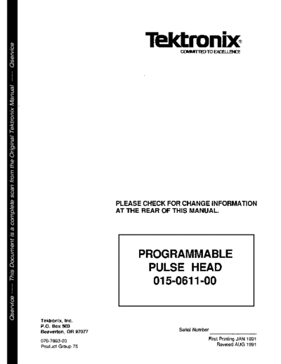 Tektronix Tek 015-0611-00 Programmable Pulse Head Service Manual  Tektronix Tek_015-0611-00_Programmable_Pulse_Head_Service_Manual.pdf
