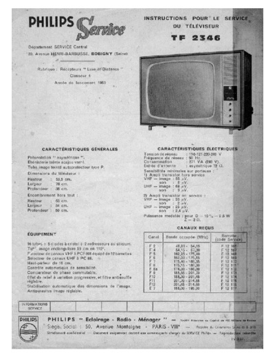 Philips TF2346   TV NetB FR 1963  Philips TV TF2346 TF2346 Philips TV NetB FR 1963.pdf