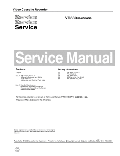 Philips vr830 vcr sm  Philips Video VR830 vr830_vcr_sm.pdf