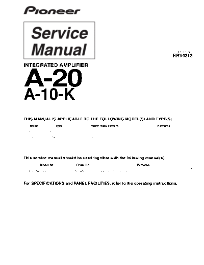 Pioneer hfe pioneer a-10-k 20 service en rrv4313  Pioneer Audio A-20-K hfe_pioneer_a-10-k_20_service_en_rrv4313.pdf