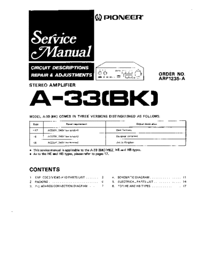 Pioneer hfe pioneer a-33 service  Pioneer Audio A-33 hfe_pioneer_a-33_service.pdf