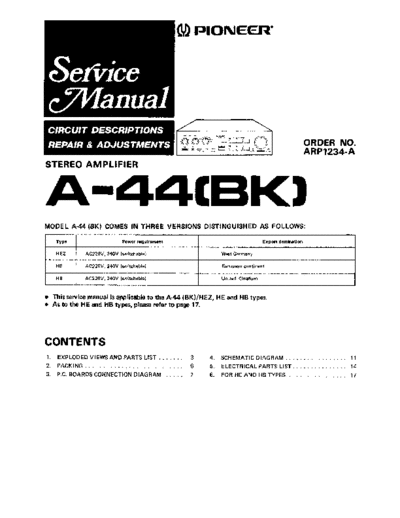 Pioneer hfe pioneer a-44 service  Pioneer Audio A-44 hfe_pioneer_a-44_service.pdf
