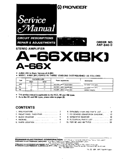 Pioneer hfe pioneer a-66x service  Pioneer Audio A-66X hfe_pioneer_a-66x_service.pdf