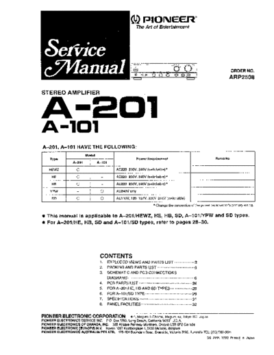 Pioneer -A-101 201 (ARP2508) Service Manual en  Pioneer Audio A-101 Pioneer-A-101_201 (ARP2508) Service Manual_en.pdf