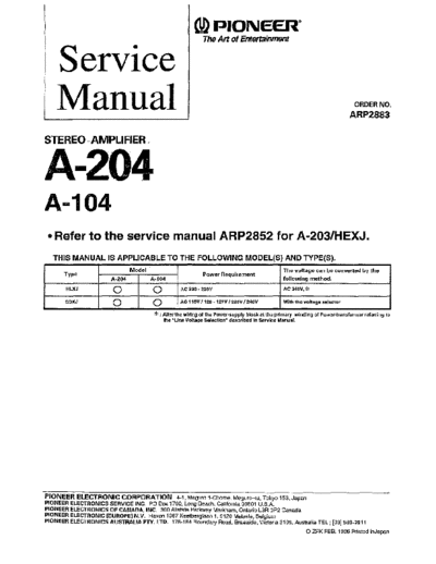 Pioneer hfe pioneer a-104 204 service arp2883 en  Pioneer Audio A-204 hfe_pioneer_a-104_204_service_arp2883_en.pdf