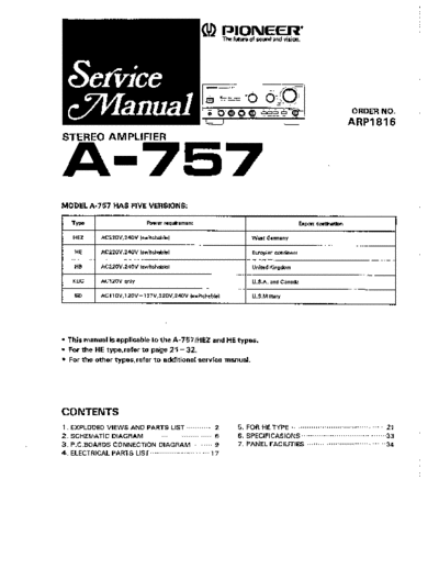 Pioneer hfe   a-757 service en  Pioneer Audio A-757 hfe_pioneer_a-757_service_en.pdf