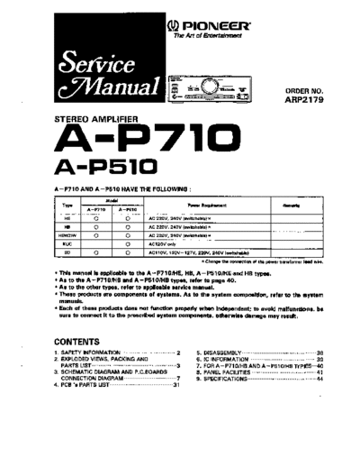 Pioneer hfe pioneer a-p510 p710 arp2179 service en  Pioneer Audio A-P510 hfe_pioneer_a-p510_p710_arp2179_service_en.pdf