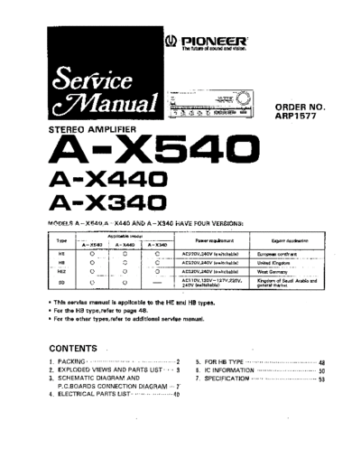 Pioneer hfe   a-x340 x440 x540 service  Pioneer Audio A-X540 hfe_pioneer_a-x340_x440_x540_service.pdf