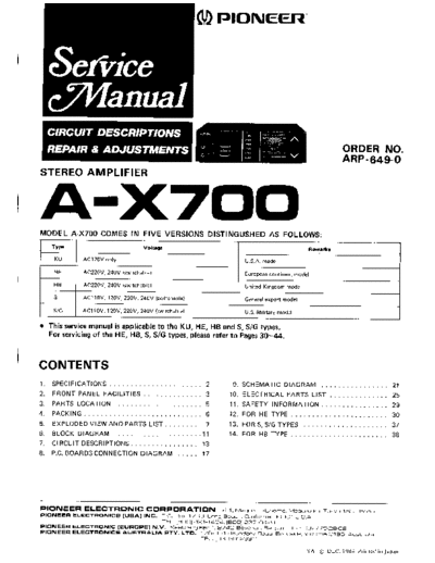 Pioneer hfe   a-x700 arp-649-0 service en  Pioneer Audio A-X700 hfe_pioneer_a-x700_arp-649-0_service_en.pdf